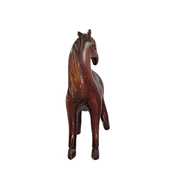 Vintage Wood Carved Horse Looking Back Miniature Figurine Folk Art - Picture 3 of 8